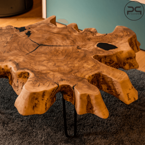 Tavolino legno e resina in olivo