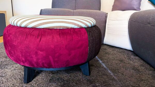 Pouf salotto – tessuto multicolore