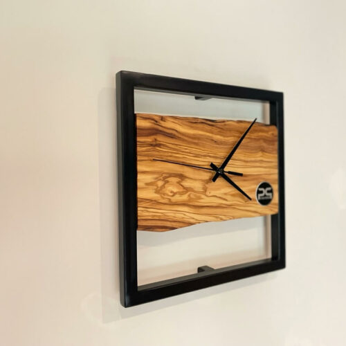orologio da parete design in ferro ed olivo