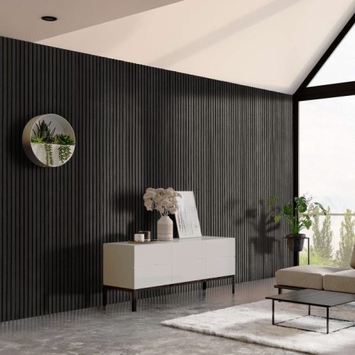 pannelli decorativi listelli legno scuro